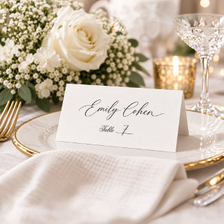Moderne minimalistische Kalligrafie-Hochzeitsplatz Platzkarte