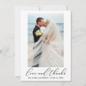 Moderne Minimalistische Kalligrafie Hochzeitsstich Dankeskarte (Vorderseite)