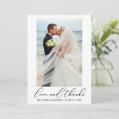 Moderne Minimalistische Kalligrafie Hochzeitsstich Dankeskarte (Stehend Vorderseite)