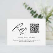 Moderne Minimalistische Kalligrafie Hochzeitsstich RSVP Karte (Stehend Vorderseite)