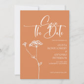 Moderne Minimalistische Kalligrafie Orange Wedding Save The Date (Vorderseite)