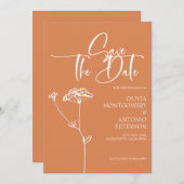 Moderne Minimalistische Kalligrafie Orange Wedding Save The Date (Vorne/Hinten)
