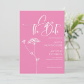 Moderne Minimalistische Kalligrafie Pink Wedding Save The Date (Stehend Vorderseite)