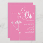 Moderne Minimalistische Kalligrafie Pink Wedding Save The Date (Vorne/Hinten)