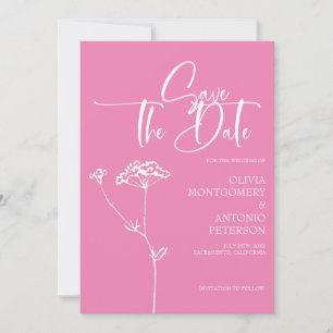 Moderne Minimalistische Kalligrafie Pink Wedding Save The Date