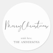 Moderne Minimalistische Kalligrafie Runder Aufkleber (Vorderseite)