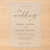 Moderne Minimalistische Kalligrafie Schwarz-weiße Acryleinladungen (Vorderseite)