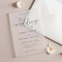 Moderne Minimalistische Kalligrafie Schwarz-weiße  Acryleinladungen