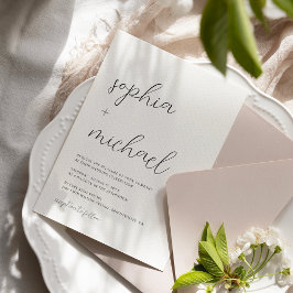 Moderne Minimalistische Kalligrafie Schwarz-weiße  Einladung