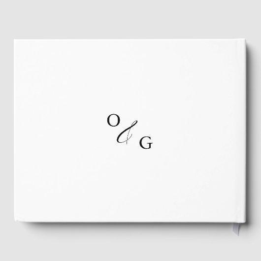 Moderne Minimalistische Kalligrafie Schwarz-weiße Gästebuch (Rückseite)