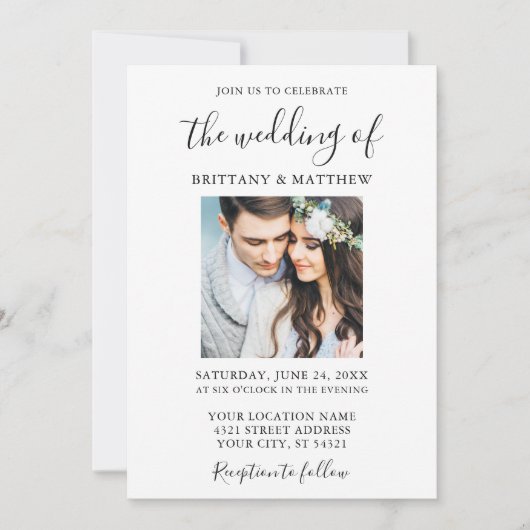 Moderne Minimalistische Kalligrafie Script Foto Ho Einladung (Vorderseite)