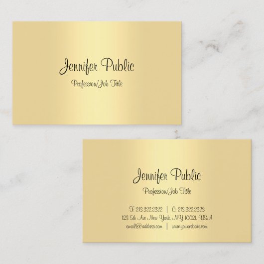 Moderne Minimalistische Kalligrafie-Script-Gold-Vo Visitenkarte (Vorne/Hinten)