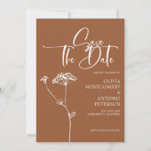 Moderne Minimalistische Kalligrafie Terracotta Wed Save The Date (Vorderseite)