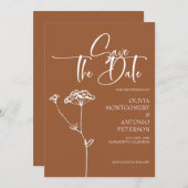 Moderne Minimalistische Kalligrafie Terracotta Wed Save The Date (Vorne/Hinten)