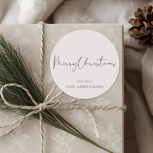Moderne minimalistische Kalligrafie Weihnachten Runder Aufkleber