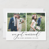 Moderne Minimalistische Kalligraphie 2 Fotos Hochz Ankündigung (Vorderseite)