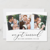 Moderne Minimalistische Kalligraphie 3 Fotos Hochz Ankündigung (Vorderseite)