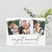 Moderne Minimalistische Kalligraphie 3 Fotos Hochz Ankündigung (Stehend Vorderseite)