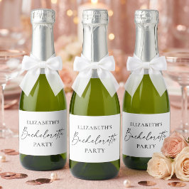 Moderne Minimalistische Kalligraphie Bachelorette  Schaumweinetikett