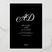 Moderne Minimalistische Kalligraphie Herz Black &  Folieneinladung (Rückseite)