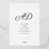 Moderne Minimalistische Kalligraphie Herz White &  Folieneinladung (Rückseite)