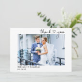 Moderne Minimalistische Kalligraphie Herzhochzeit Dankeskarte (Stehend Vorderseite)