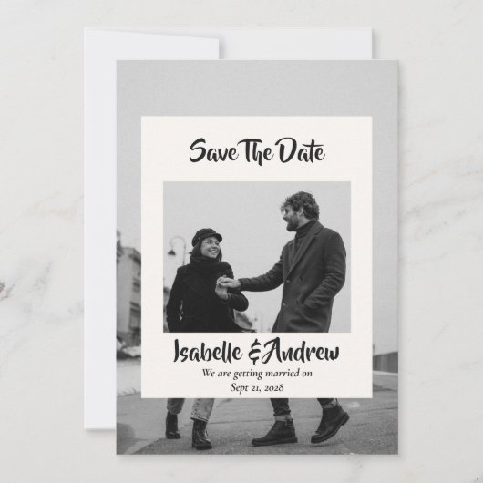 Moderne Minimalistische Kalligraphie-Hochzeit Save The Date (Vorderseite)
