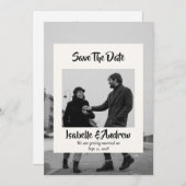 Moderne Minimalistische Kalligraphie-Hochzeit Save The Date (Vorne/Hinten)