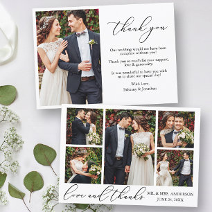 Moderne Minimalistische Kalligraphie Liebe 6 Foto  Dankeskarte