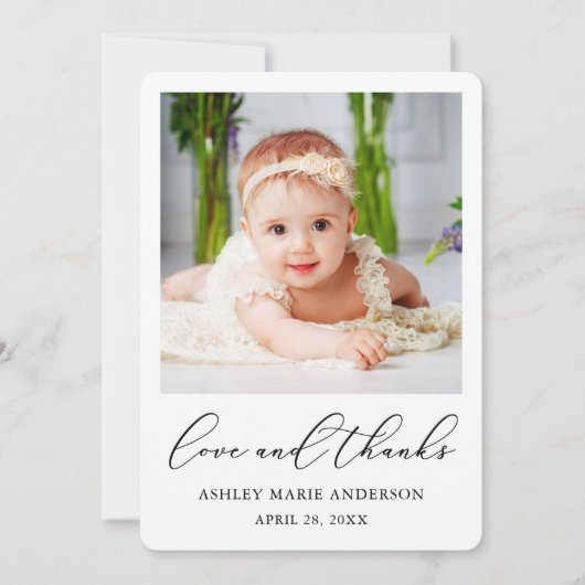 Moderne Minimalistische Kalligraphie-Liebe dank Ba Dankeskarte (Vorderseite)