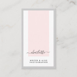 Moderne Minimalistische Kalligraphie Pink & Grau V Visitenkarte