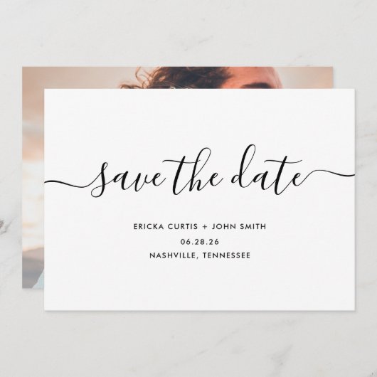 Moderne Minimalistische Kalligraphie Save The Date (Vorne/Hinten)