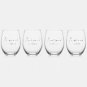 Moderne Minimalistische Kalligraphie Tinte Bridesm Weinglas Ohne Stiel (Vorderseite)