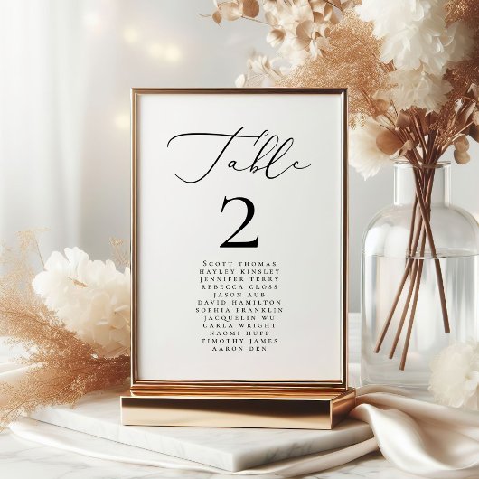 Moderne Minimalistische kalligraphische Hochzeitna Tischnummer