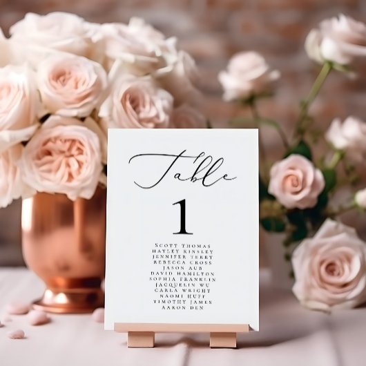 Moderne Minimalistische kalligraphische Hochzeitsn Tischnummer