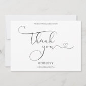 Moderne Minimalistische kalligraphische Hochzeitst Dankeskarte (Vorderseite)