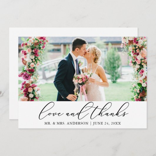 Moderne Minimalistische kalligraphische Liebe dank Dankeskarte (Vorne/Hinten)