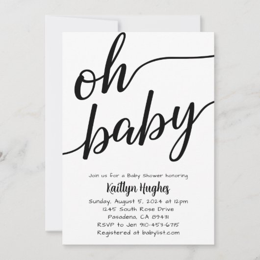 Moderne Minimalistische Karierte Babydusche Einladung (Vorderseite)