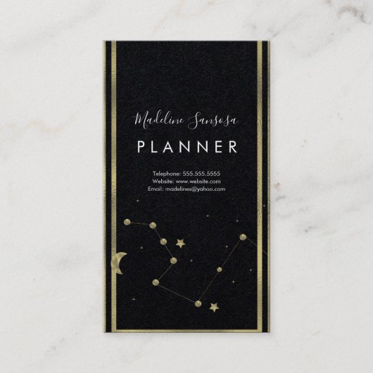 Moderne Minimalistische Konstellation Gold Vertika Visitenkarte (Vorderseite)