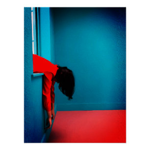 Moderne Minimalistische Konzeptuelle Frau in Rot Poster