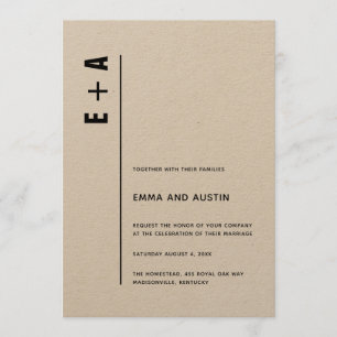 Moderne Minimalistische Kraft Bold Initials Weddin Einladung