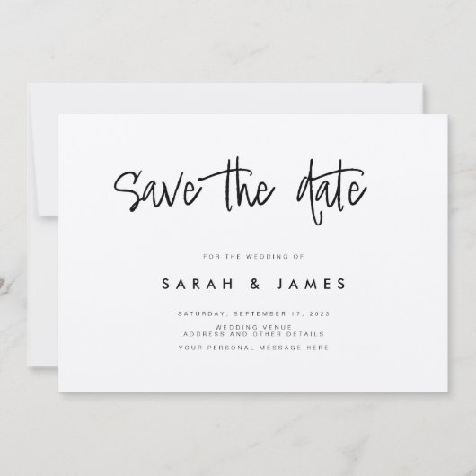Moderne Minimalistische Kraft Hochzeit rettet das Save The Date (Vorderseite)