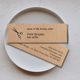 Moderne Minimalistische Kraft Paper Black Hair Sty Mini Visitenkarte