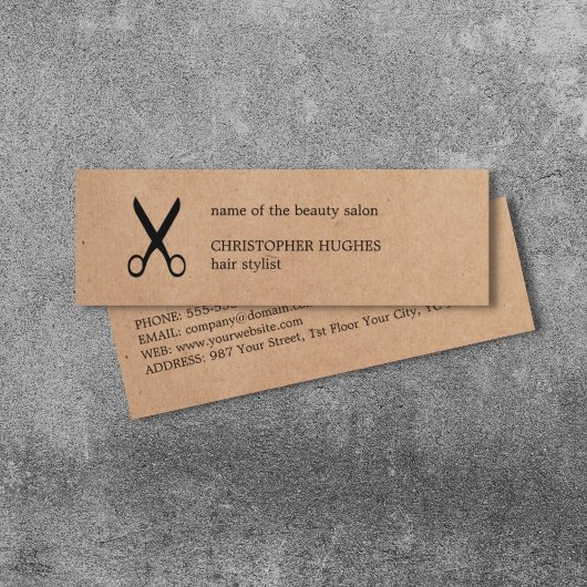 Moderne Minimalistische Kraft Paper Black Hair Sty Mini Visitenkarte