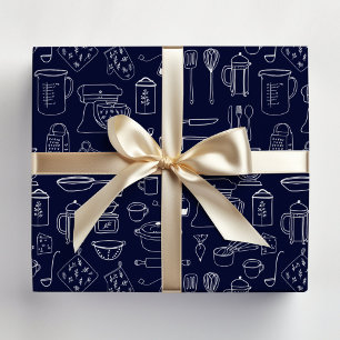 Moderne minimalistische Küchenutensilien zum Koche Geschenkpapier