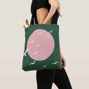 Moderne Minimalistische Kunst mit rosa Sonne und V Tasche