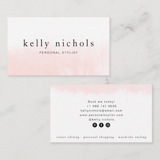 Moderne minimalistische künstlerische Korallenwass Visitenkarte (Vorne/Hinten)