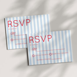 Moderne minimalistische Küsten-Rot-Blau-Streifen-H RSVP Karte