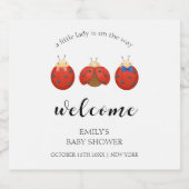 Moderne Minimalistische Ladybug-Kinderdusche Schaumweinetikett (Einzelnes Label)