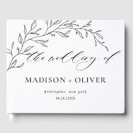 Moderne Minimalistische Laurel Botanische Hochzeit Gästebuch